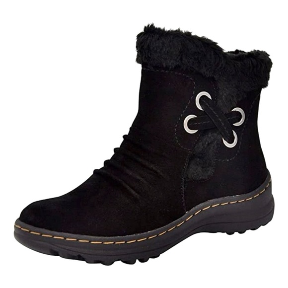 BareTraps Adalyn Leather Suede Faux Fur Shearling Lined Winter Snow Ankle Boots - Picture 1 of 8